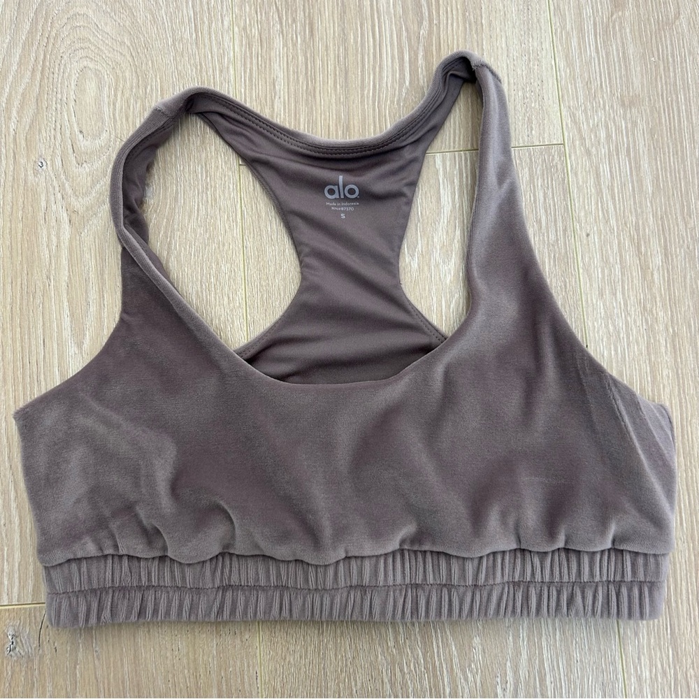 Alo Yoga Velour Sports Bra Brown Size Small